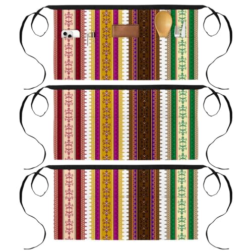 Tablier de cuisine court lot de 3 demi-tablier restaurant bar et nettoyage 60x30.5cm