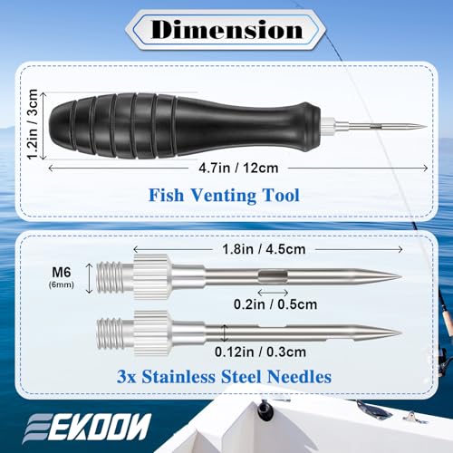 Image of Feekoon Fish Venting Tool, Venting Kit for Deep Sea Fishes with Stainless Steel Needle, Fishing Tackle for Saltwater Fishing Fish Release and Return (Patented)