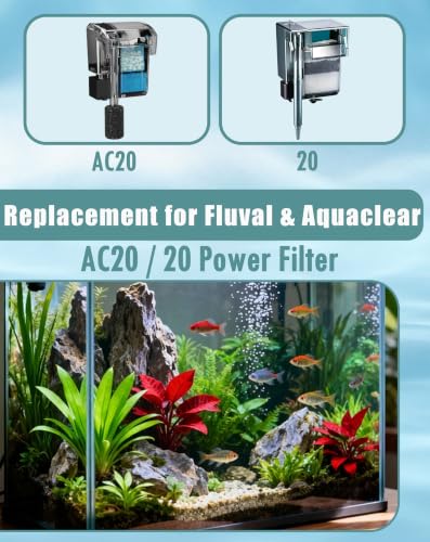 Image of 4 Sets Complete Filter Media Kit Compatible with Fluval AC20 /Aquaclear 20 Power Filter for 5- to 20-Gallon Aquariums - Includes 4 Active Carbon, 4 Ceramic Rings, 2 Intake Strainer Sponges, 4 Foam