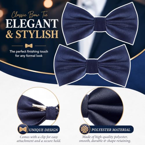 Image of Geyoga 2 Packs Bow Ties for Men Bow Ties Boys Bow Tie Costume Bow Ties Solid Clip on Bow Tie for Wedding Party