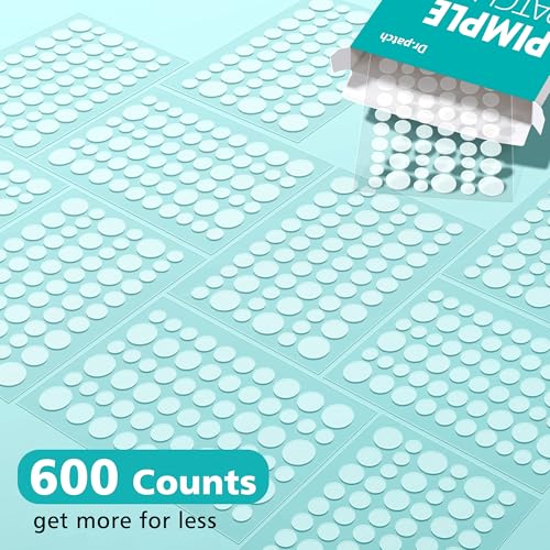 Pimple Patches for Face - 4 Size 600 Counts Acne Patches, Hydrocolloid Patches for Covering Zits and Blemishes, Spot Stickers with Salicylic Acid, Tea Tree Oil & Calendula Oil - Image 3