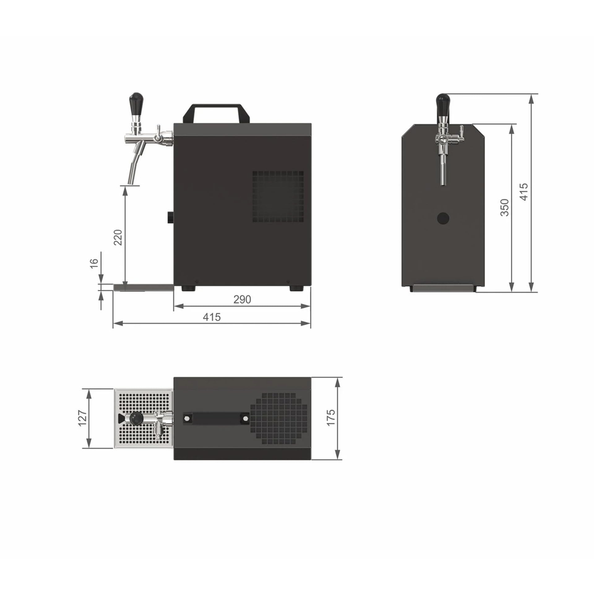 Komplett Set Zapfanlage Jet 30 Bierkoffer Durchlaufkühler 1-leitig Trockenkühler 35L/h Reinigungsset CO2 Flasche Druckminderer Zapfkopf NC Adapter