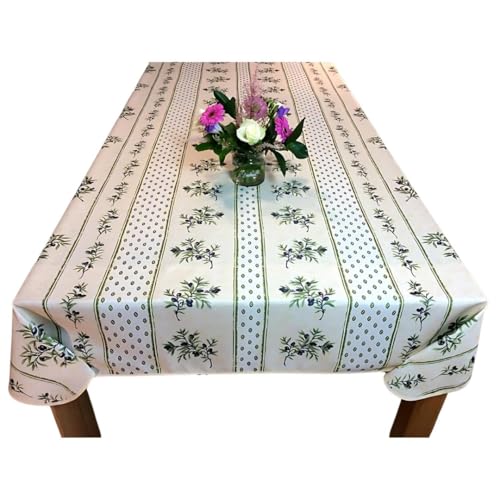 Promo Linge Nappe Provençale Anti-Tâche Olivou 100% Polyester (Beige/Vert, 240x150cm)