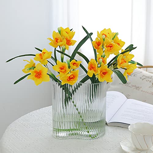 Ahxhwka 20 Pack Artificial Daffodils Flowers 17.7 Inch Yellow Narcissus Spring Flowers Fake Silk Daffodils Arrangement For Home Office Wedding Decor #TOP3