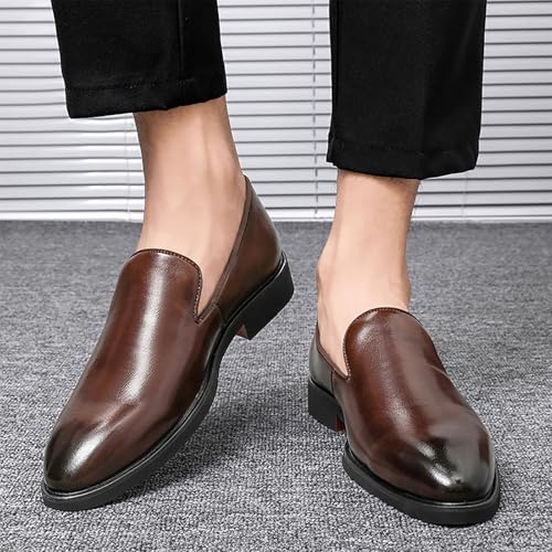 Casual Business Men's Leather Shoes Fashionable Minimalist Gentleman Style，New Mens Shoes Slip-on Patent Leather Casual Men Shoes4