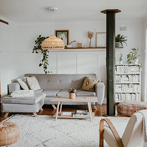 Plug-in Wood Pendant Light Fixture for Living Room, Kitchen, Bedroom, and Dining Room - Stylish Hanging Lamp with Adjustable Cord (11.1 inch) - Image 6