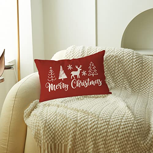 Gagec Christmas Pillow Covers 12X20 Inch Merry Christmas Throw Pillows Red Deer Pillowcase Winter Home Decor Living Room Cushion Case For Sofa Couch #TOP2