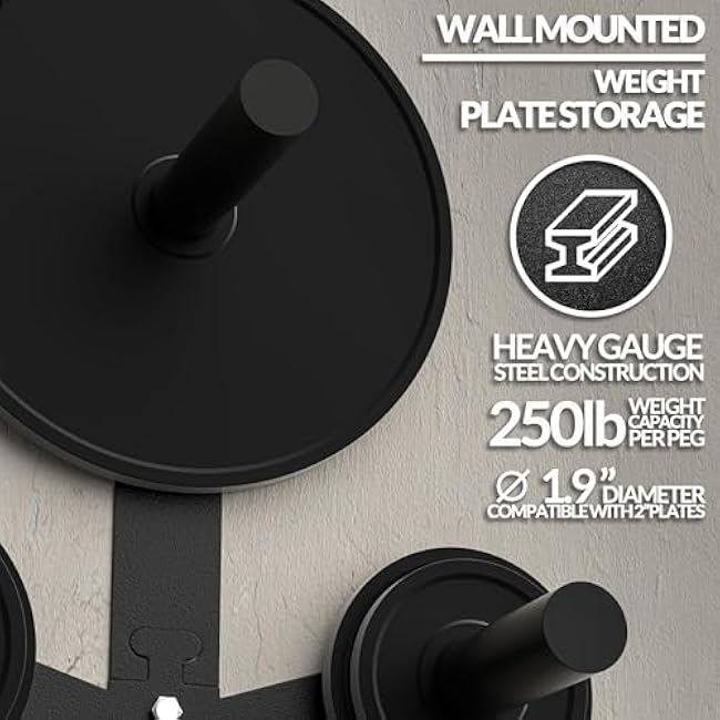 Weight Plate Storage Rack, Weight Plate Holder Wall Mounted Bumper Plate Storage for Home Gym, Fit 2 Olympic Plates