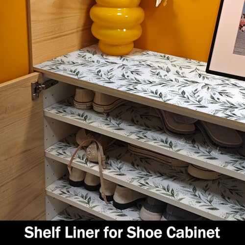 Shelf Liners Non Adhesive and Strong Non-Slip Shelf and Drawer Liners for Kitchen Cabinet Wire Fridge, Waterproof Shelf Drawer Liner,Easy to Clean,12IN x 10FT,Green Leaf - Thumbnail 7