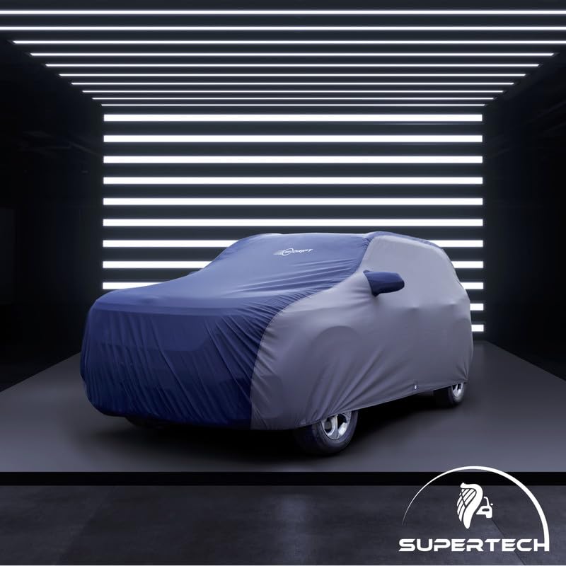 Image of NEODRIFT 'SuperTech' Car Cover for Ford Figo (100% Water-Resistant, All Weather Protection, Tailored Fit, Multi-Layered & Breathable Fabric) (Colour: Blue+L.Grey)