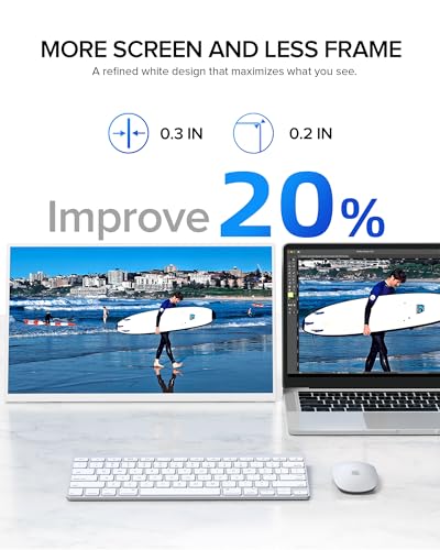 Image of UPERFECT Portable Monitor 15.6 inch, 125% sRGB 1080P Laptop Monitor, Ultra-Slim White Display, USB-C & MINI HDMI, 350 Nits, VESA & Case, Travel Small Second Screen for Computer, Mini PC, Game Consoles