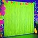 Mega-L Glow in The Dark Party Supplies, Neon Party Decorations, 2 Pack 6.6x6.6 ft Fluorescent Green Foil Fringe Curtains, Glow Photo Backdrop for Birthday, Pool Party, Music Festival, Nightclub