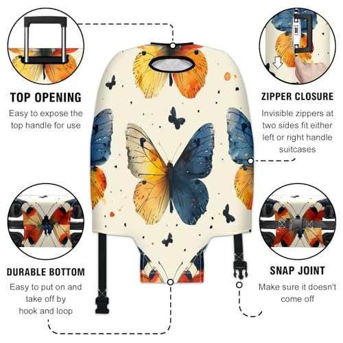 Butterfly Luggage Cover Suitcase Protector Travel Luggage Cover Carry on Luggage Cover Washable Baggage Covers for Suitcase Fit 19-21 Inch Luggage3