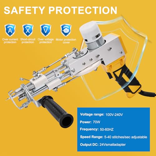 Image of Tufting Gun Kit 2 in 1 Non-Slip Grip Carpet Trimmer kit Digital Screen Controls Speed Rug Gun Kit Cut Pile /Loop Pile Rug Tufting Kit