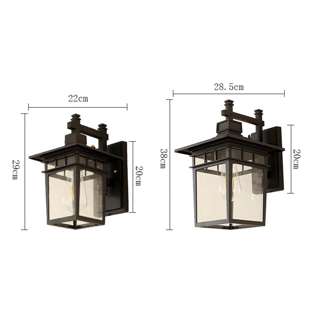 Kinkiet zewnętrzny E27 Kinkiet ścienny Edison Retro Kinkiet LED Wodoodporne i odporne na rdzę Lampy Odlew aluminiowy + szklany abażur Tekstura (kolor: metaliczny, rozmiar: 22 * ​​29 cm) Interesting