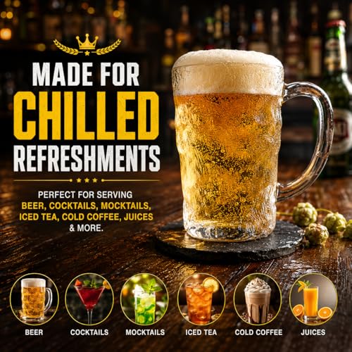 Image of WRINGO Premium Beer Glasses 450 ML Beer Mug, Traditional Beer Mug Glasses Set, Perfect for Everyday Drinking,Cocktail Bars Home (Set of 2)