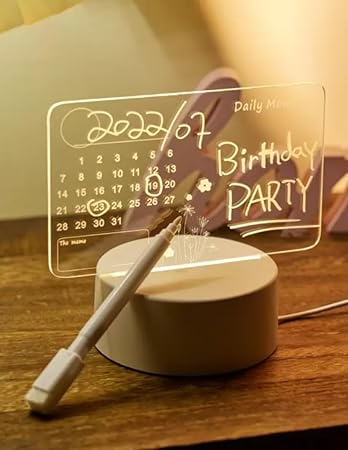 Balisayo-3D Acrylic LED Message Board, LED Board for Writing, 3D LED Writing Board, LED Writing Board with 1 White Pen, Gift Item