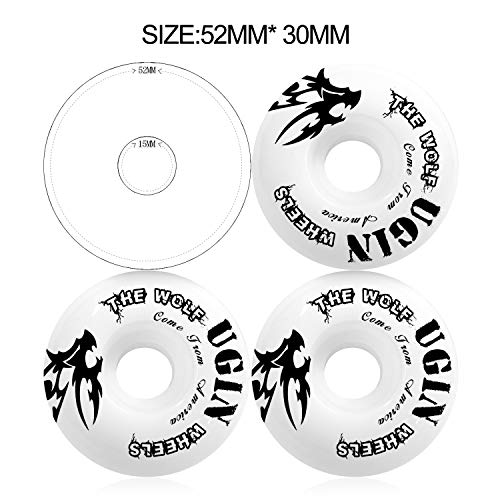 LOSENKA 52mm Skateboard Wheels White Wheels -95A with Bearings