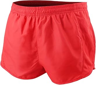 Muscle Alive Men's Sports 1" Elite Split Running Shorts with Side Mesh Panel Quick Dry Lightweight Polyester