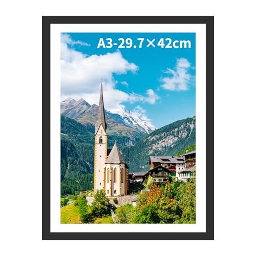 Lalieffacely Marcos de Fotos, Marco A3, Marcos para Cuadros para Exposición en Pared para Título Universitario Poster Puzzle (Negro, A3(29.7x42cm)*1)