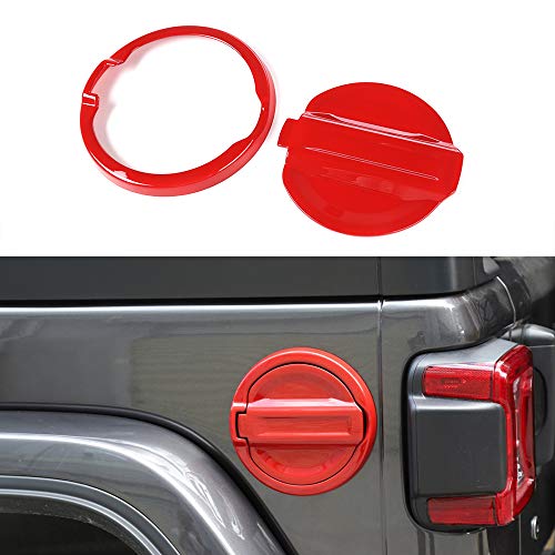 YiXunTen Red ABS Car Fuel Door Gas Cap Cover Cover Decor Trim for Jeep Wrangler JL 2018+