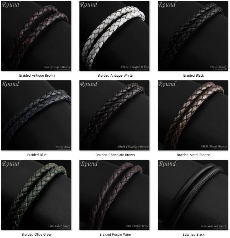 Miniatura 6 de Pulsera Lapis-Lazuli Plata de Ley Cruz Cuero Genuino 0.197 in 2Line Color Y Tamaño Edición Libre Redondo L89G