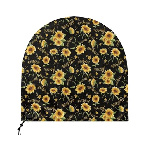 Suobstales Capa para ventilador de bateria industrial com impressão de nota musical de girassol, cap