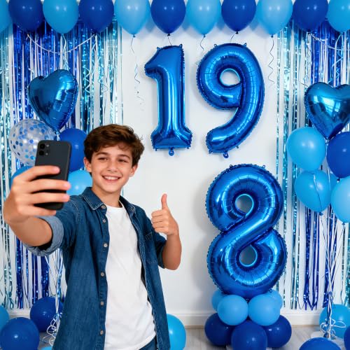 Image of 40 Inch Blue Number 1 Balloon, 1st Birthday Decoration Boys Girls