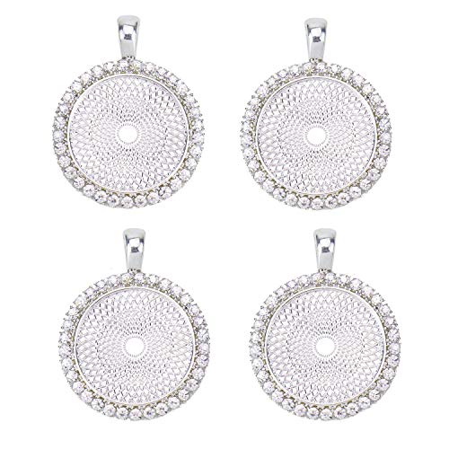 Monrocco 10 pcs Rhinestone Bezel Pendant Trays Cabochon Pendant Setting 1 inch/25mm Pendant Bezels for Photo Pendant Resin Craft Jewelry Making - Thumbnail 4