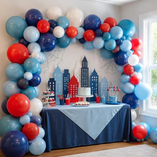 Image of HILAVO Red Blue White Balloons 60 PCS Navy Light Blue Red White Balloon | Baseball Nautical Birthday Party Britain Patriotic Labor Memorial Day 4th of July Independence Day Decorations