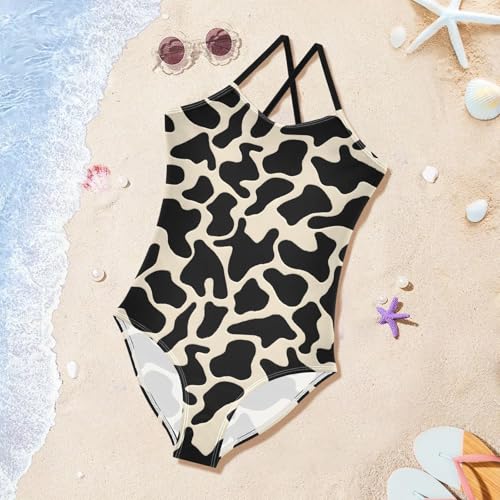 Milk Pattern Girls One Piece Swimsuits Summer Quick Dry Beach Bathing Suit3