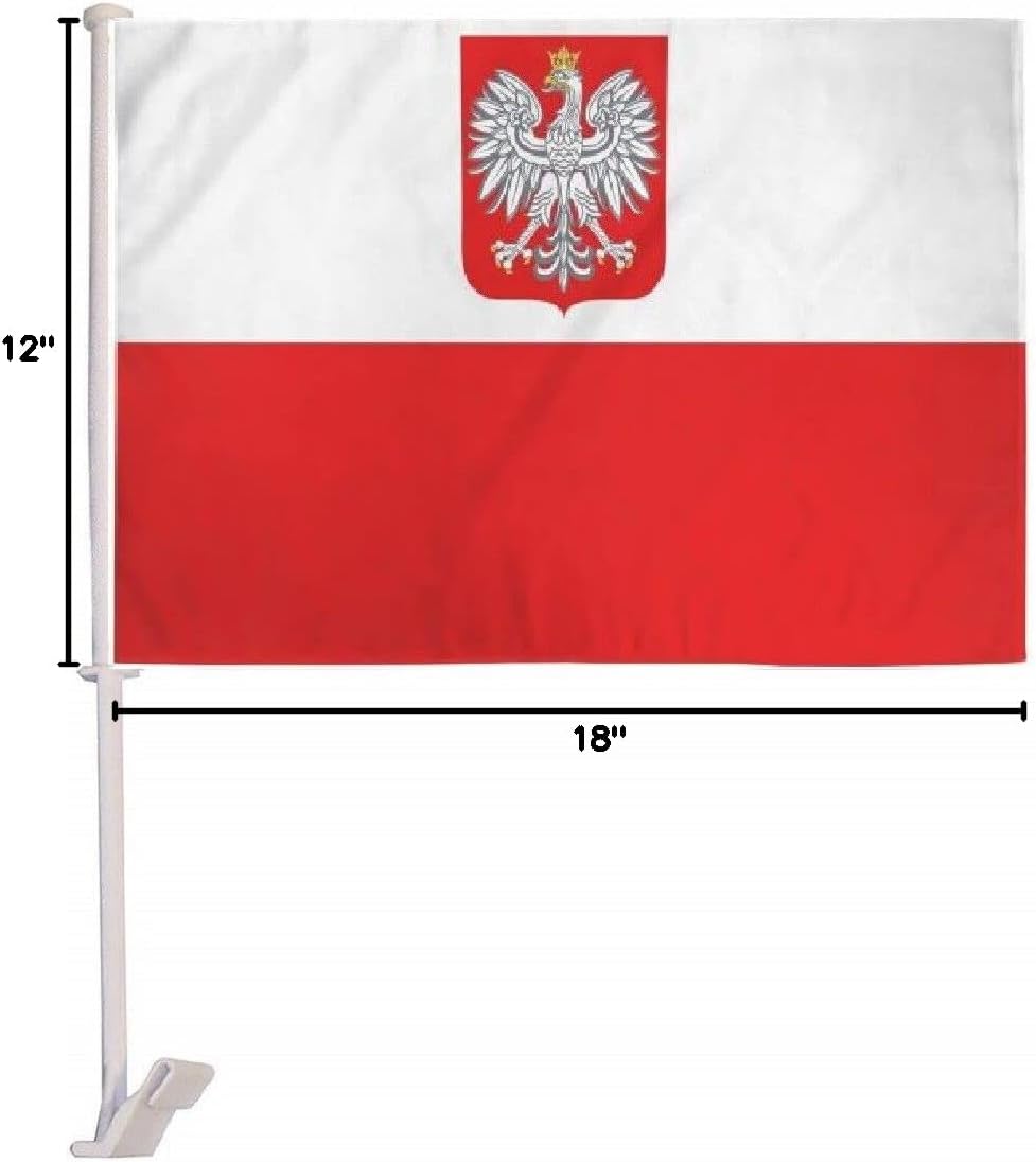 11x15 Wholesale Lot of 12 (Dozen) Poland Eagle Knitted Car Vehicle 11"x15" Flag