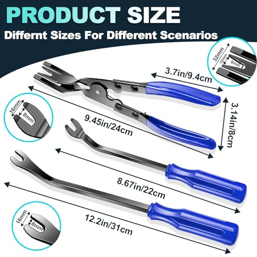 Image of Keze 7 Pcs Auto Plastic Trim Removal Pry Tool & Clip Plier Remover Kit for Removal Car Body Upholstery Door Panel Dashboard Automotive Push Rivets Fasteners-Blue