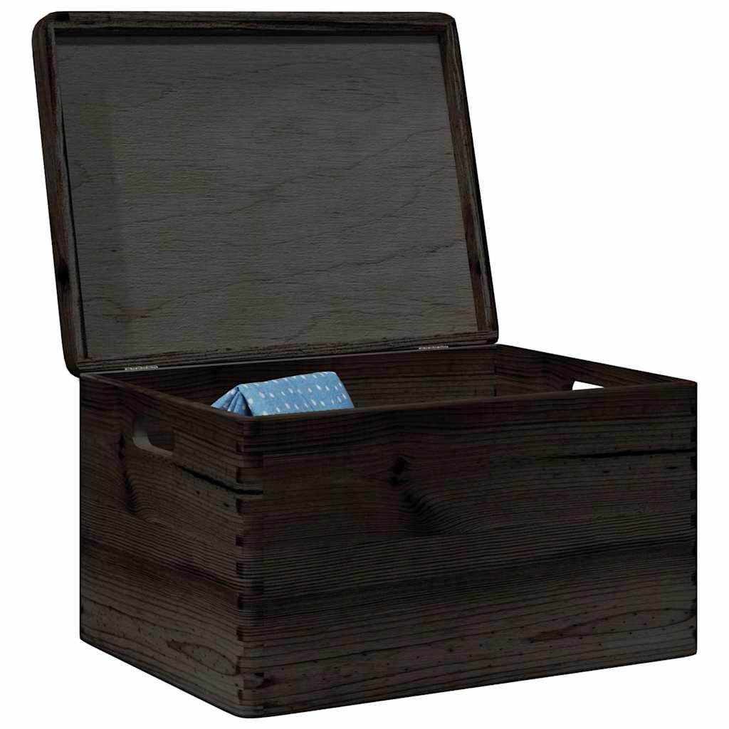 Holzkiste mit Deckel und Griffen Schwarz aus massivem Kiefernholz 40x30x23 cm Aufbewahrungsbox für Ordnung im Schlafzimmer Büro Wohnzimmer mit praktischem Organizer
