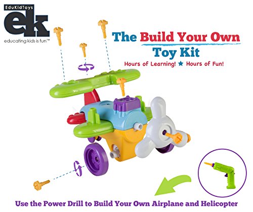 Kids Take Apart Toy Set, Airplane and Helicopter – 46 Piece Build Your Own Vehicle Kit Includes Tools, Parts – Educational Construction and Fun Learning for Toddlers, Boys, Girls – EduKids - Thumbnail 7