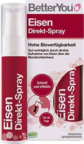 BetterYou Ijzeren directe spray – om te spuiten op de mondslijmhuid – zonder maag- of darmklachten door omzeiling van het maag- en darm-tract – praktisch, snel en effectief – veganistisch, 25 ml