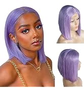 Blonlier 13X4 HD Lace Front Bob Wig Bob Wig Human Hair (10in, T Bob-purple)
