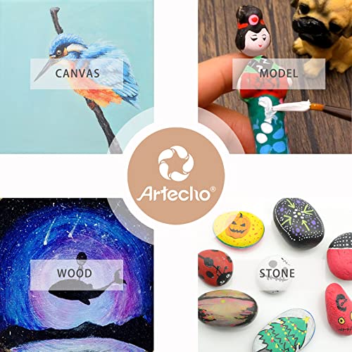 Artecho Detail Paint Brushes Set, Detail Art Brushes 15 Different Sizes For All Levels And Purpose Watercolor Oil Acrylic Gouache Painting, Nail Brush, Premium Nylon Hairs #TOP6