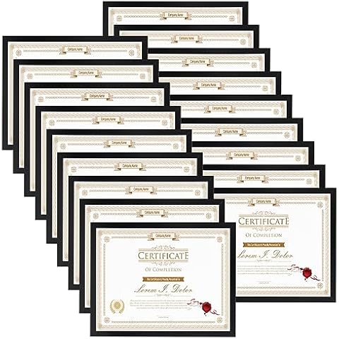 WIFTREY 8.5x11 Black Picture Frame Set of 18, 8.5x11 Photo Frames Bulk for for Document Certificate Award Diploma, Wall Hanging or Tabletop Display Cover