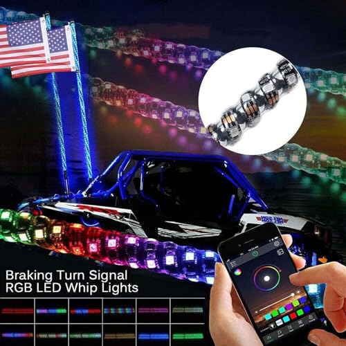 Luces de látigo LED con efecto de persecución RGB en espiral de 4FT 5
