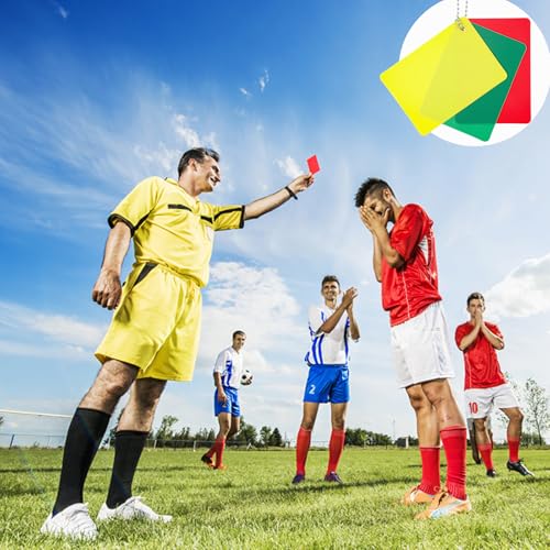 Zyghjort 6 Pcs Soccer Referee Cards Set, Red Yellow Green Warning Ejection Referee Equipment, Universal Sports Game Accessories for Soccer, Volleyball, Rugby and Baseball Matches