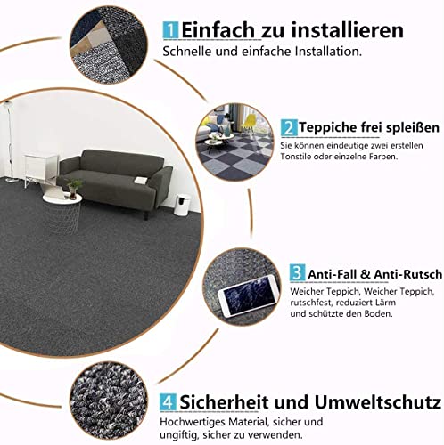 Tonchean 20Pcs Commercial Carpet Floor Tiles Light Gray 20''X20'' With Pvc Backing Carpet Freely Splice Loop Pile Carpeting Squares Adhesive Stickers Non Slip Moisture-Proof For Commercial Use #TOP4