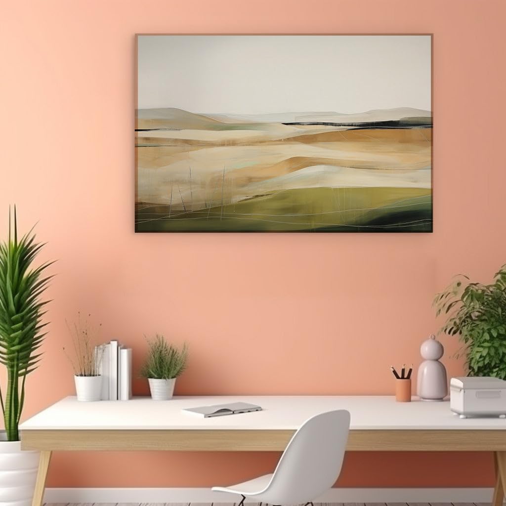 Canvas for Living Room. Embracing Tranquility in a Digital Expanse � Exploring Abstract Landscapes of Color and Line, 27 x 18 inch Canvas Wall Art - Contemporary Masterpieces - Modern Home Decor