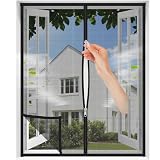 MAGICDOOR Zanzariera Finestra 180x120cm, Nero Rete Resistente Tenda Zanzariere Balcone per Gatti Anti Graffio Gatto, con Doppia Testa Cerniera Lampo, Nastro Adesivo 2cm