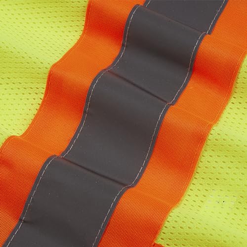 SV5300, ANSI/ISEA Class 3, High Vis Mesh Safety Vest, 3M Reflective w/Orange binding, 7 Pockets, Neon Green3
