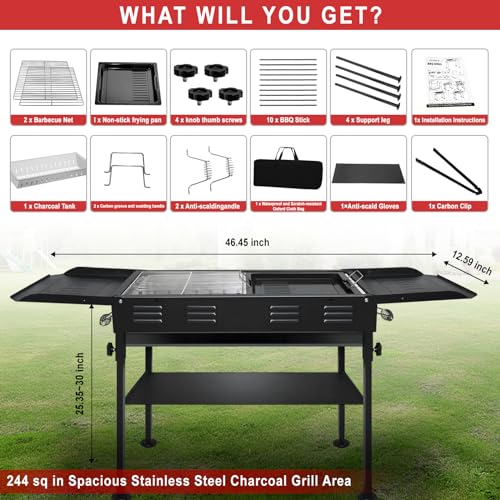 VACHAN-Portable-Charcoal-Grills-for-Outdoor-BBQ-Foldable-Kabob-Barbecue-Grill-for-Camping-Hibachi-BBQ-Griddle-Lamb-Skewer-in-Garden-Backyard-Party-Picnic-Travel-Outdoor-Cooking