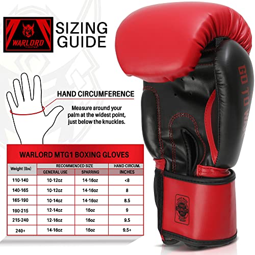 Warlord Kanabo Superior Boxing Gloves Men, Muay Thai Gloves, Mma Gloves, Kickboxing Gloves, Punching Bag Gloves, Boxing Bag, Heavy Bag Gloves, Boxing Equipment, Pre Workout Sets (Red, 16 Oz) #TOP5