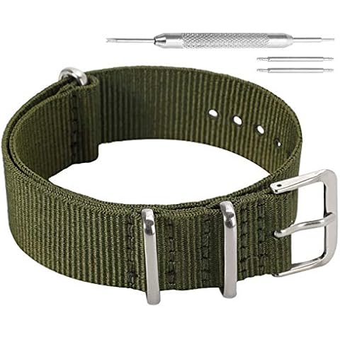 AUTULET Correa de Reloj de Nylon Verde del Ejército para Mujeres Cover