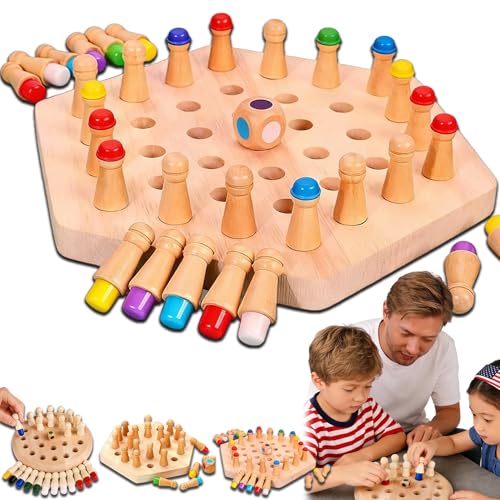 Juego de Mesa de Memoria de Ajedrez con Palitos de Madera, Juego de Memoria con Tablero y Palitos Coloridos para Niños y Adultos, Entrenamiento Cerebral Educativo para Fiesta Familiar (36 Hexágonos) miniatura 1