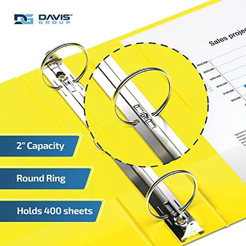 Image of Easyview 3-Ring Binder, Clear-View Cover, 2 inch Round Rings, Yellow, 6 Pack | Heavy-duty binder, fits 8.5 inch x 11 inch paper, customizable cover, made in Canada, ideal for school or office use